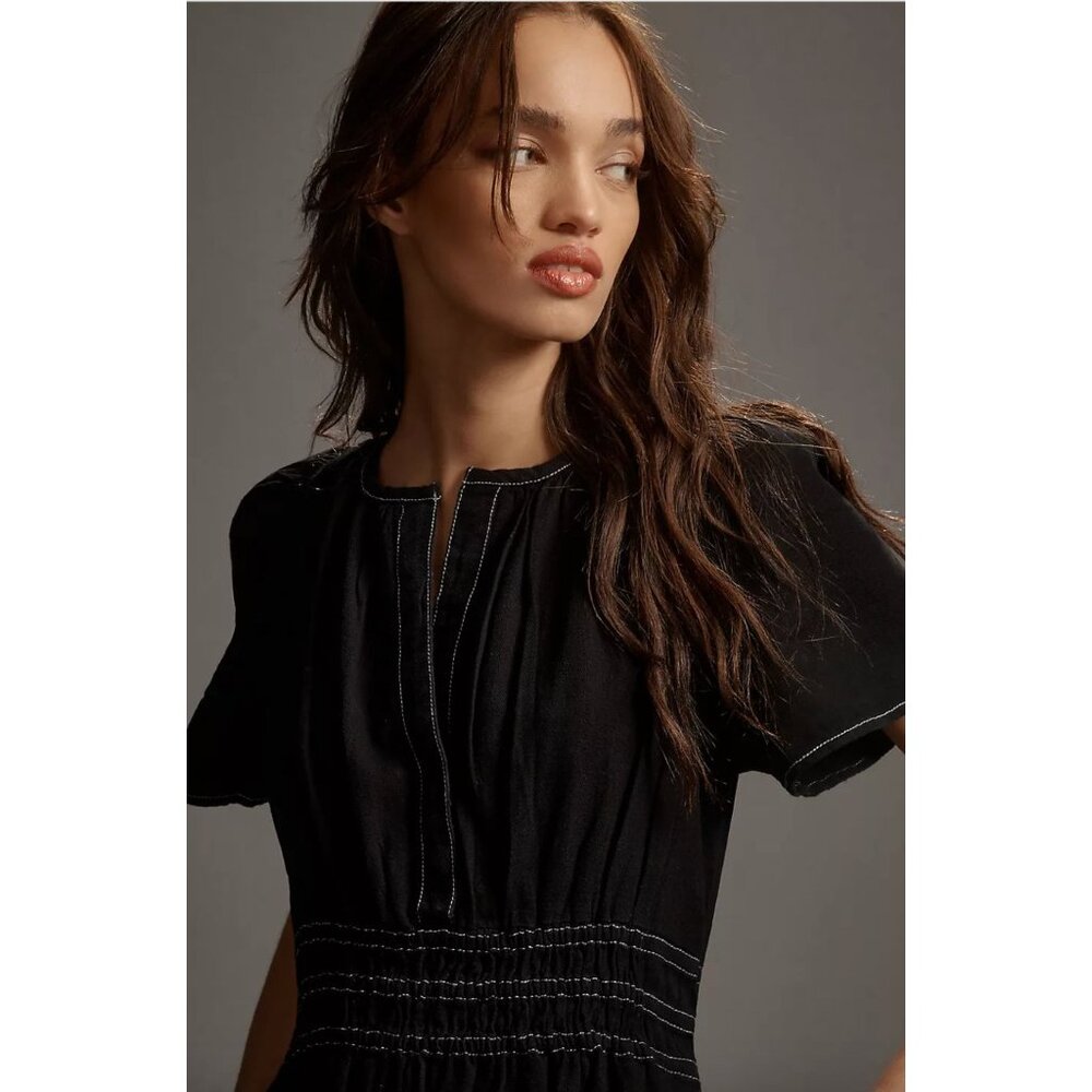 Anthropologie Mini Somerset Mini Dress - Denim Edition Size Small in Black - Picture 3 of 5